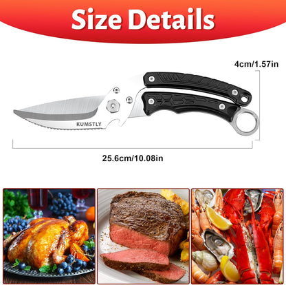 Kitchen Scissors All Purpose Kitchen Shears Heavy Duty for Cutting Chicken, Turkey, Meat, Bones, Vegetables Stainless Steel Spatchcock Shears Multipurpose Food Scissors