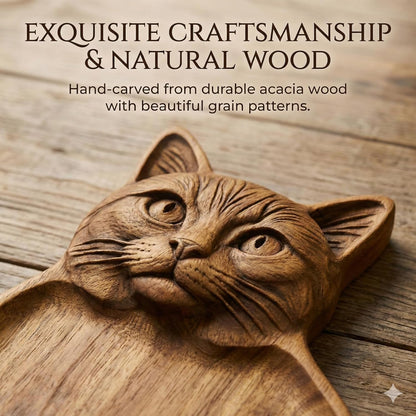 Cat Shaped Tray - Wooden Charcuterie Board For Fruit And Cheese - Artisan Serving Platter