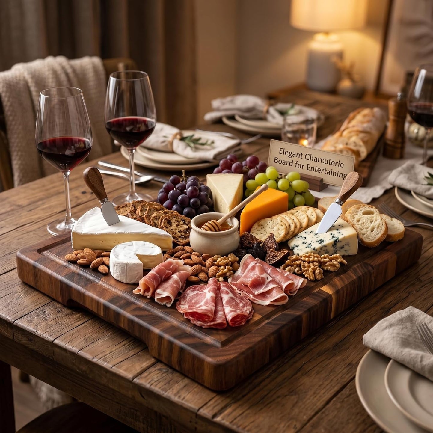 Walnut Cutting Board for Kitchen, 14x10x1" End Grain Cutting Board with Juice Groove, Reversible Solid Wood Butcher Block Cutting Board, Charcuterie Board, Tablas Para Picar Cocina