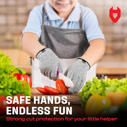 NoCry Kids Cutting Gloves, XXS (4-7 Years) — 100% Food Grade and Level 5 Protection — Comfortable and Lightweight, Yet Tough — Ambidextrous — Ideal for Fishing, Wood Carving and Whittling