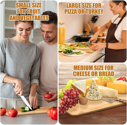 Patelai 12 Packs Wooden Cutting Board Set with Handles Large Kitchen Serving Plain Chopping Board Bulk Gifts for Mom for Vegetables Meat Pizza Cheese Fruit Bread(Acacia Wood,15 x 7 Inch)