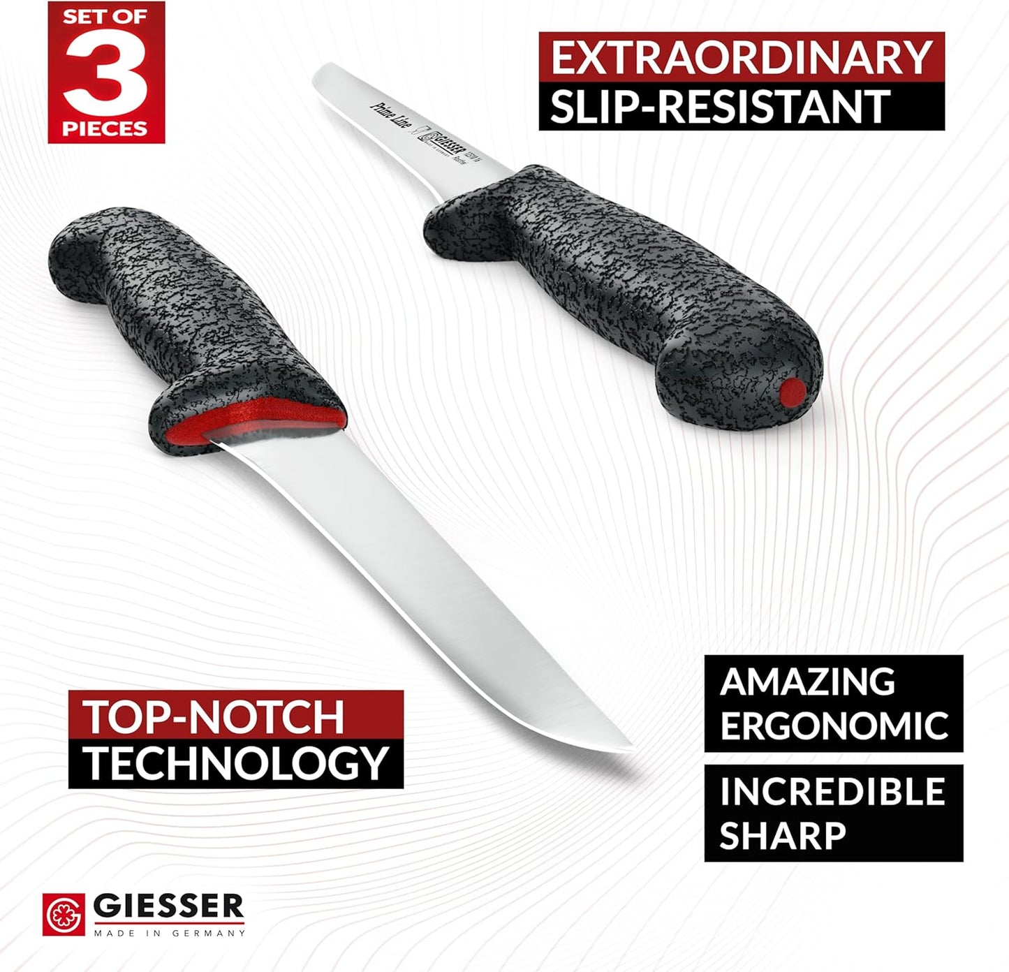 Giesser since 1776, Made in Germay, Boning knife 6 Inch Flexible Streight thinn Blade, Ultra Slip Resistant, Dishwashersafe, rustfree, Butcher Knife for Filleting (3)