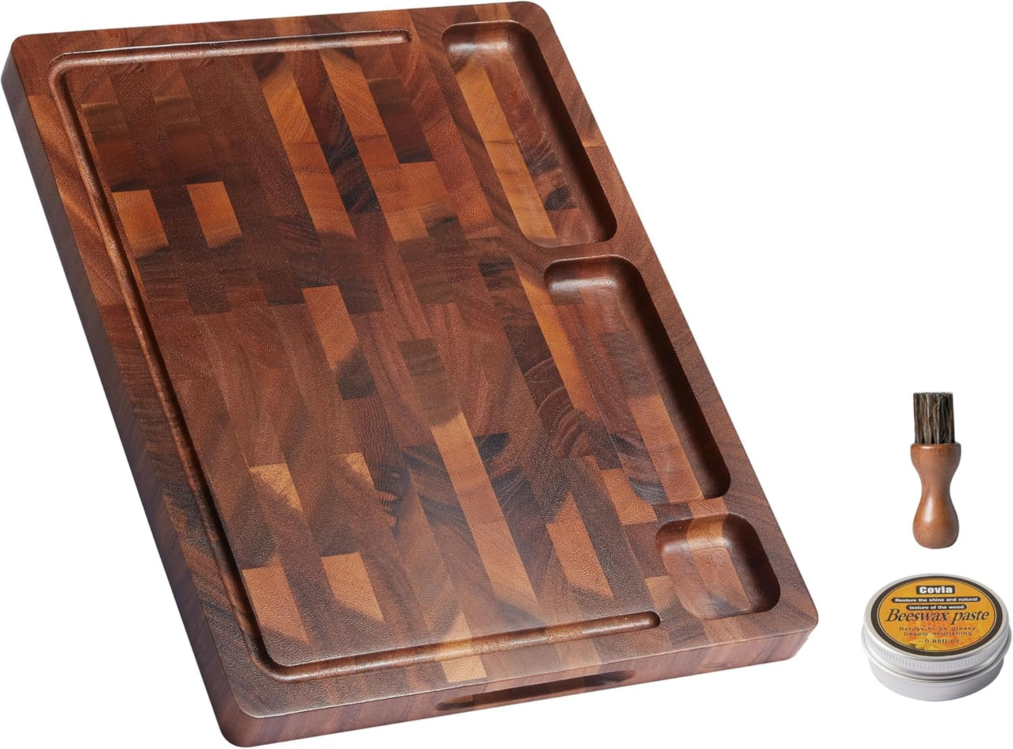 Walnut Cutting Boards for Kitchen, End Grain Wooden Cutting Board Double Sided, Thick Chopping Board with Handle, Large Charcuterie Butcher Block Meal Prep & Serving with Gift Box, 17"×13"×1"