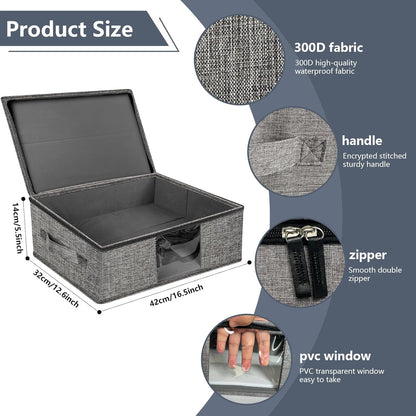 VERONLY 2 Pack Flatware Utensil Storage - Sturdy Silverware Storage Box with Dividers, 5 Compartment Flatware Storage Case with Handles and Removable Lid for Moving&Protected(Dark Gray)