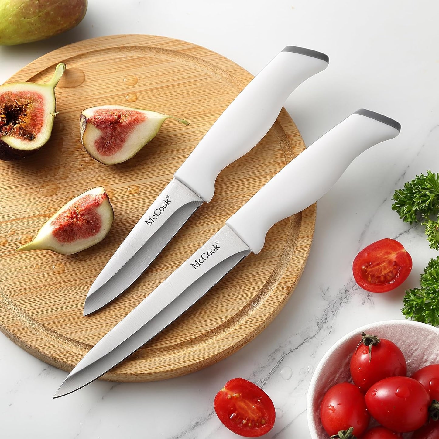 McCook® Knife Sets,German Stainless Steel Kitchen Knife Block Set with Built-in Sharpener