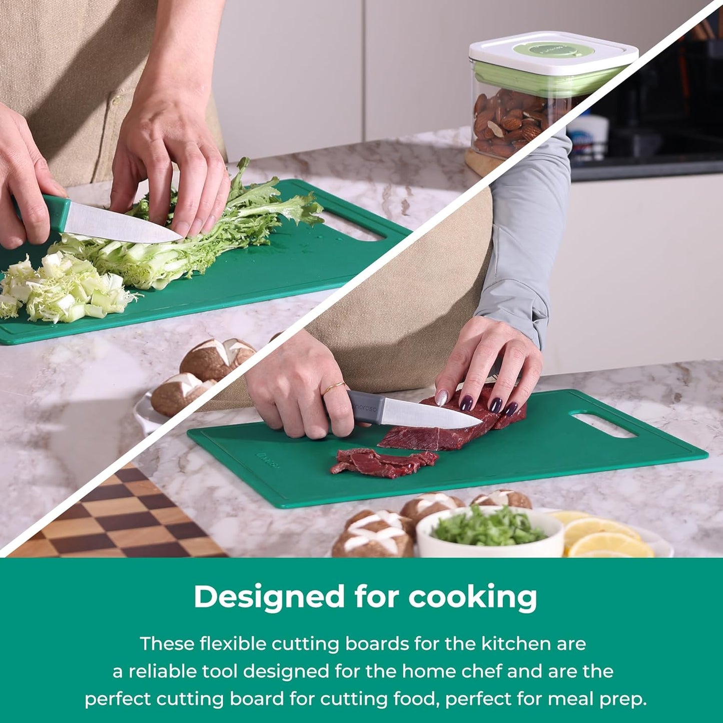 Linoroso Flexible Kitchen Cutting Board - Made from BPA Free Material - Cutting Mark Prevention, 10x14 Inches, Non-Slip Design - Easy-Care Kitchen Essential, Orange