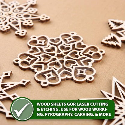 Mandala Crafts Baltic Birch Plywood Board - Thin Wood Sheets for Crafting Model Laser Cutting Engraving 6x6 Inches - 16 Unfinished Wood for Wood Burning Projects