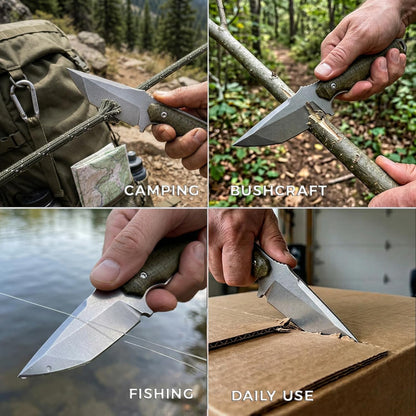 Compact Fixed Blade EDC Knife, D2 Steel Blade, Ultra Lightweight 3.6 oz, 3.5 in Full Tang Outdoor Utility Tool with Carbon Fiber Handle & Kydex Sheath for Camping Hiking Everyday Carry