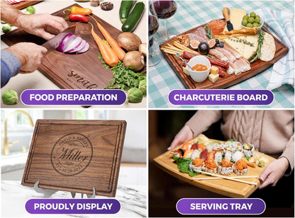 Personalized Home Cutting Board – Custom Engraved Charcuterie Board – Christmas or Housewarming Gift for Couples, Friends, or New Homeowners – Premium Hardwood, Handcrafted in USA 002