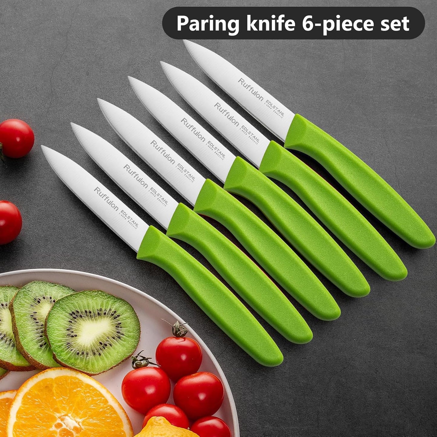 Paring Knife Fruit Knife Set (6 Pieces), Ultra Sharp Stainless Steel Vegetable and Fruit Knife with PP Plastic Ergonomic Handle for Cutting Fruits and Vegetables.Multi.