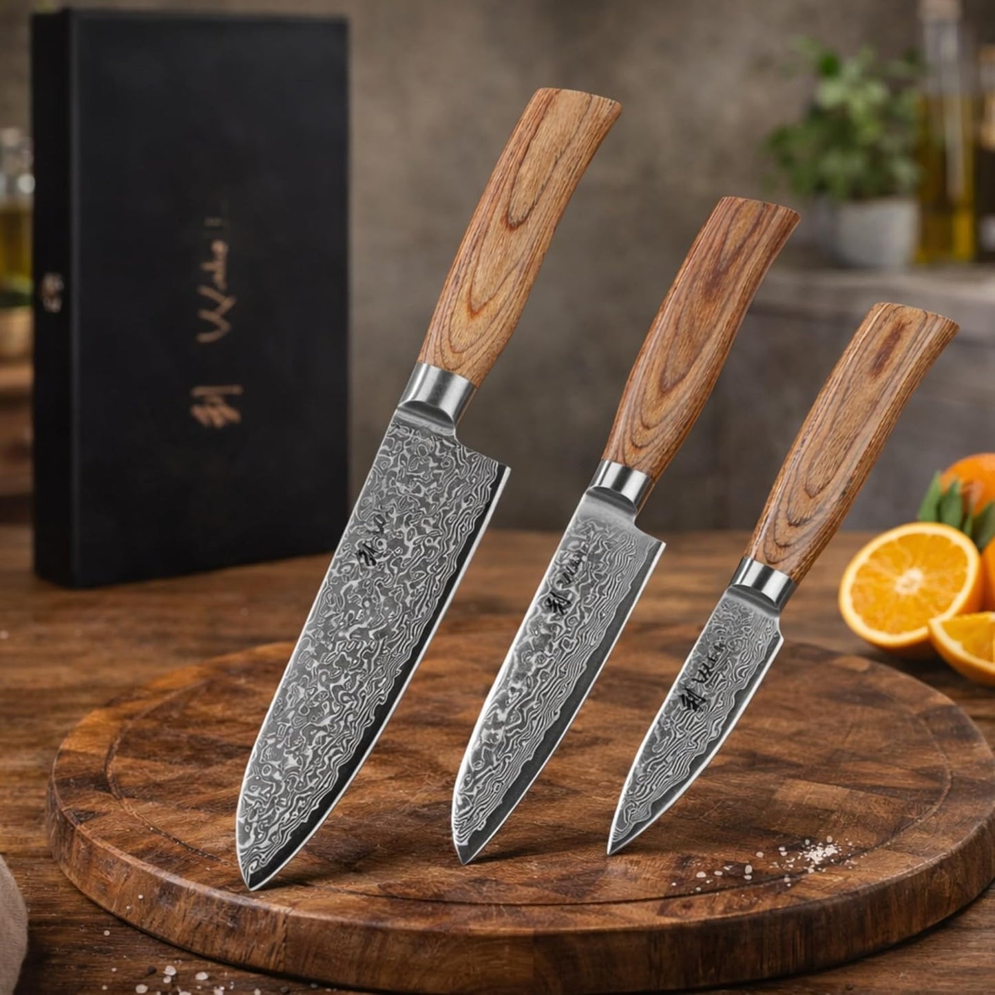 Wakoli EDIB Pro Premium Kiritsuke Chef's Knife – Japanese-Style Kitchen Knife | 8-Inch Blade Made of 67-Layer Genuine Damascus Steel with Pakkawood Handle | Sharp, Durable, Professional Cooking Tool