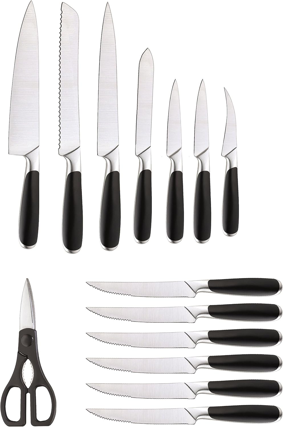 Chicago Cutlery Essentials (15-PC) Stainless Steel Kitchen Knife Block Set With Block, Sharp Stainless Steel Cutlerly Chef Knives Set & Scissors Shears