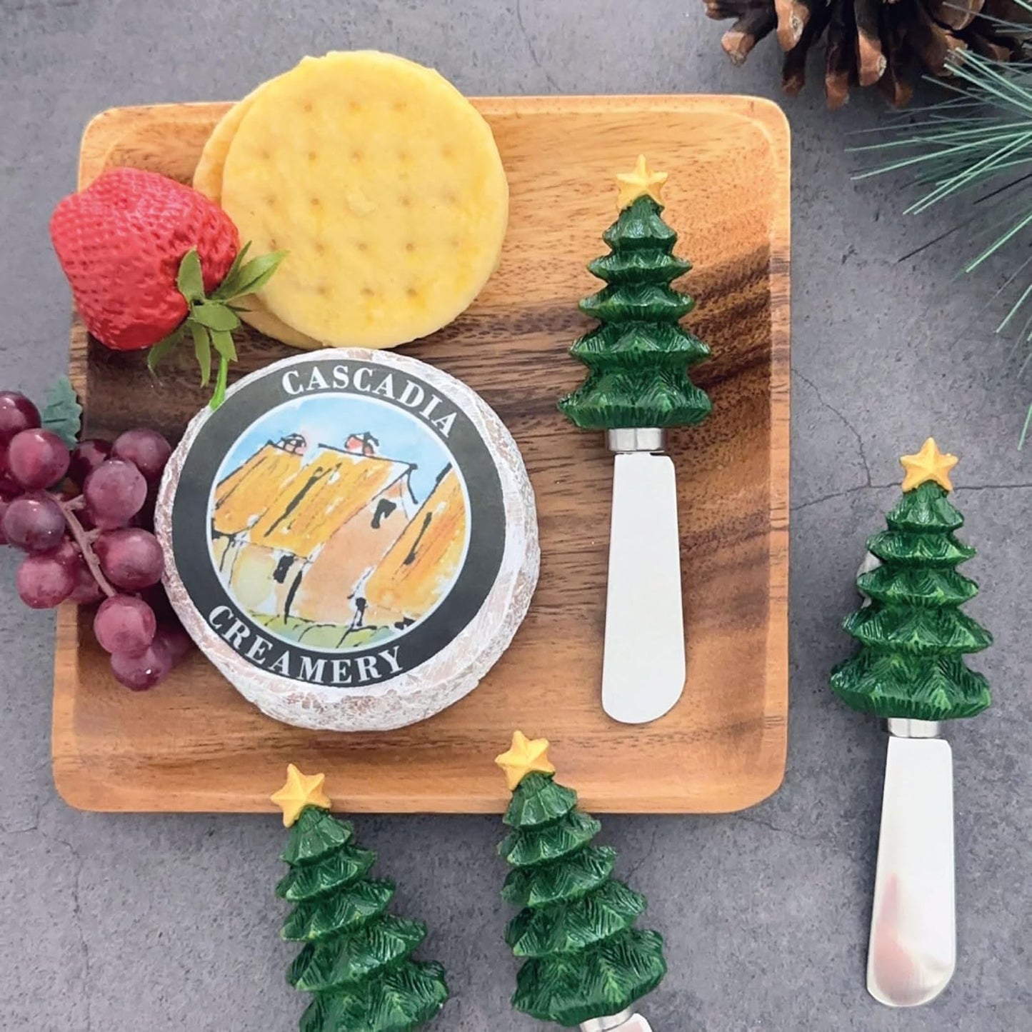 Supreme Housewares Sugar Cookie Themed Cheese Spreaders, Hand-Painted Resin Handles with Stainless Steel Blades for Spreading Cream Cheese, Butter, and Jam, Assorted Designs, Set of 4