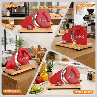 Upgrade Manual Bread Slicer for Homemade Sourdough - Adjustable Thickness & Evenly Slice, Bread Slicer with Scale Lines, Hand Crank, Suction Cups and Bread Guide for Sandwiches, Toast, Bagel, Baguette
