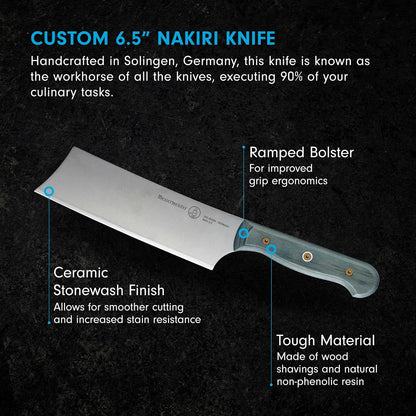 Messermeister Custom 6.5” Nakiri Knife, Black - X50 German Stainless Steel - Rust Resistant & Easy to Maintain - Made in Solingen, Germany