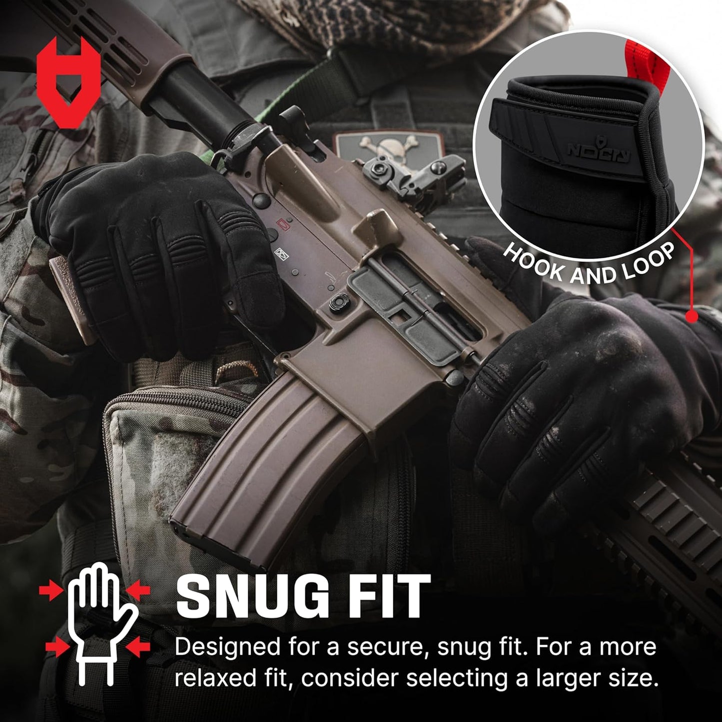 NoCry Tactical Gloves for Men with Flexible Knuckle Guards – Durable Design with Reinforced Palms and Stitching – Perfect Combat Gear with Touchscreen Compatible Fingers
