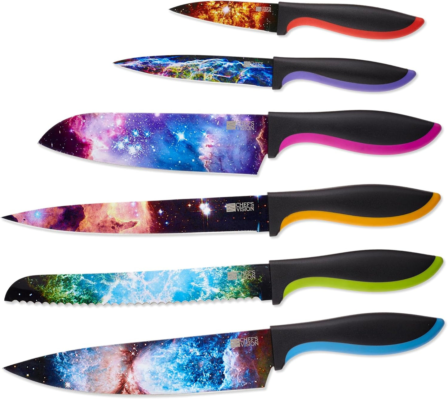 CHEF'S VISION Masterpiece Knife Set - 6-Piece Stainless Steel Cutting Knives Set for Kitchen - Stunning Artistic Designs, Great Gift for Women or Men - Unique Kitchen Knife Set Gift for Art Lovers