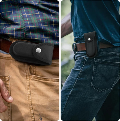 2Pcs Nylon Pocket Knife Sheath, 5''-5.5'' Multitool Pouch, Folding Knife Belt Sheath with Snap Closure and Horizontal or Vertical Carry Belt Loop, Multitool Case for Outdoor or Daily Use, Larger Size