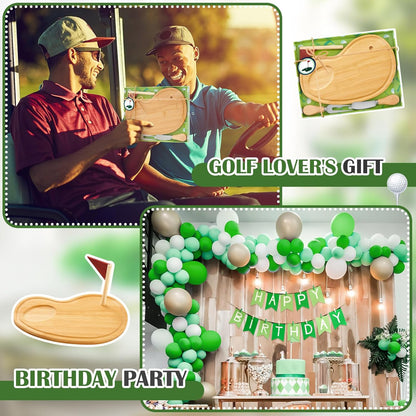 Ziliny Golf Cheese Board Gift Set Party Favor Prizes Charcuterie Wood Board with Knives and Box Father Day Gift for Dad Grandpa Party Tournament Game(Carbonized Bamboo Wood, Golf)