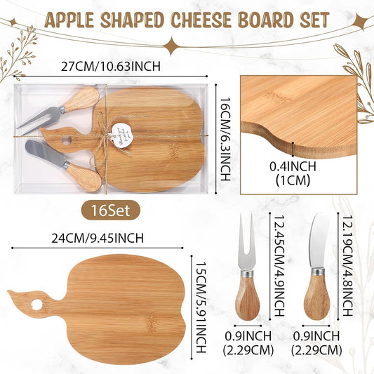 Nuogo 16 Set Wedding Bridal Shower Cheese Board Party Favors Wooden Mini Charcuterie Boards and Knives Set with Thank You Tags Bamboo Board Gifts for Guests Valentine Bridal Birthday Party(Rectangle)