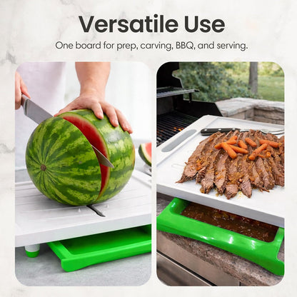 Large Cutting Board - Karving King Plus Meal Prep System with Juice Groove, Spikes, Drip Tray & Removable BPA Free Cutting Board - Patented Multi-Feature Design Carving Board - BBQ & Kitchen Essential