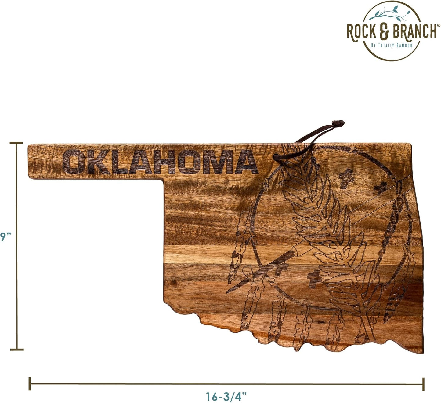 Totally Bamboo Rock & Branch Origins Series New York State Shaped Cutting Board and Charcuterie Serving Tray, Includes Hang Tie for Wall Display