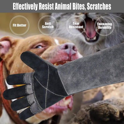 Long Welding Gloves 23.6 Inches 932℉,Heat/Fire Resistant Leather For Mig, Tig, Stick, Forge, BBQ, Grill, Fireplace