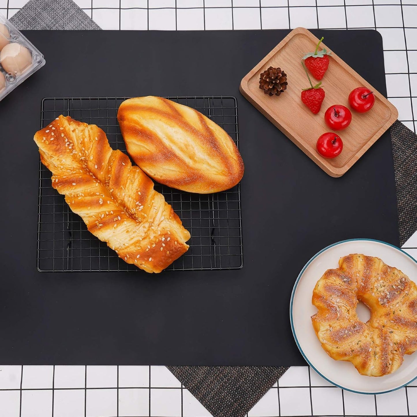 Gartful 25“x17”x0.03“ Silicone Mats for Kitchen Counter, Large Silicone Countertop Protector, Nonskid Heat Resistant Desk Saver Pad, Multipurpose Mat, Placemat, Dark Gray