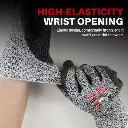 ANSI A9 Cut Resistant Gloves,Cut Resistant Work Gloves,Cut Proof Gloves Nitrile Coated For Metal Fabrication,Woodworking, Construction,Touch Screen,Large