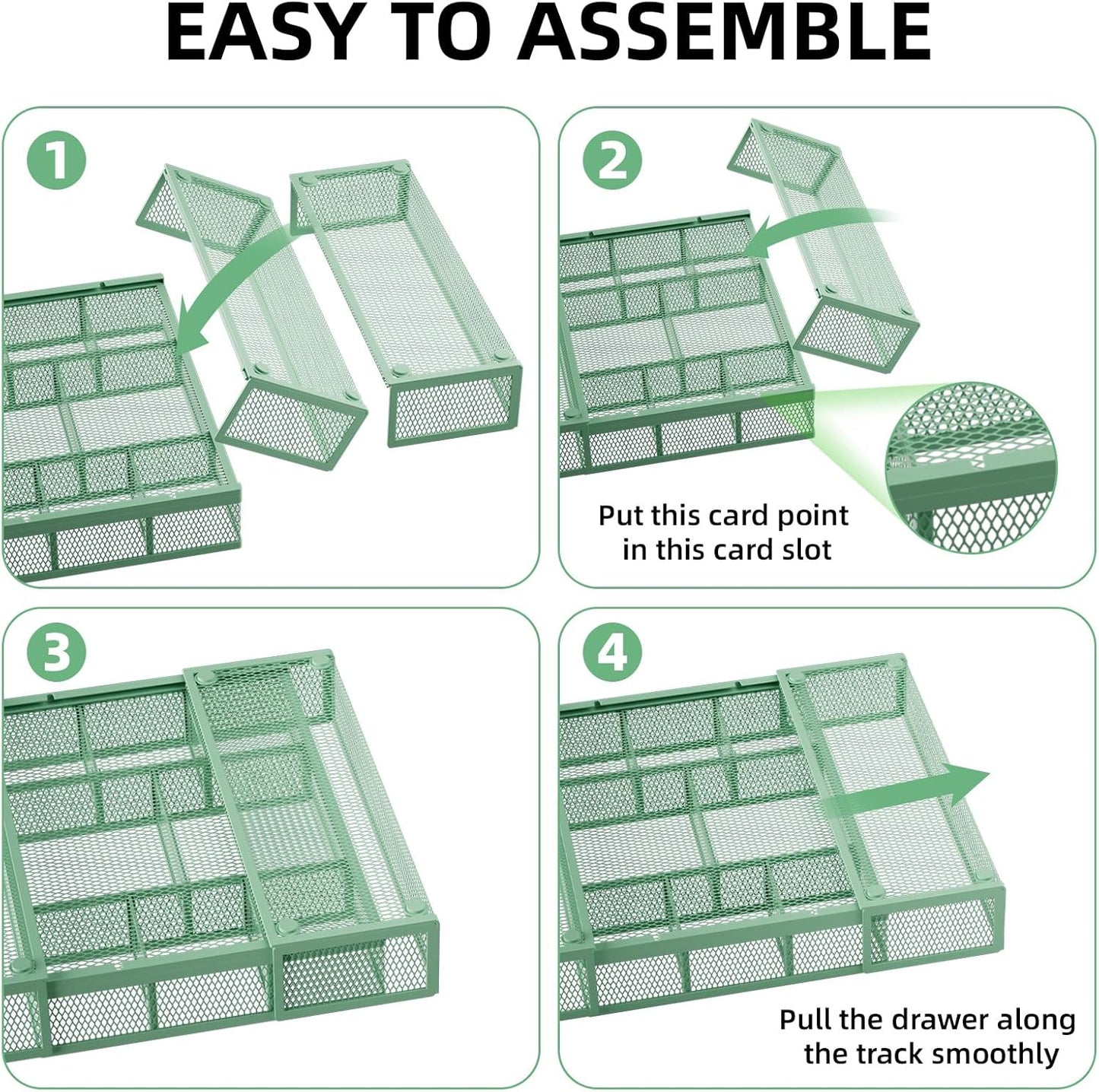 Marbrasse Expandable Desk Drawer Organizer, Mesh Drawer Organizer Tray with 10 Adjustable Compartments, Desk Organizers and Accessories for Office Supplies, Makeup & Vanity (Expandable White-2 pack)