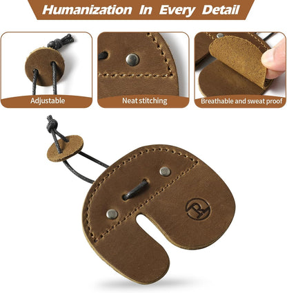 Ringsun Leather Archery Finger Tabs,Handmade Archery Finger Guard for Shooting Practice Gear, Recurve Bow Fingers Tab