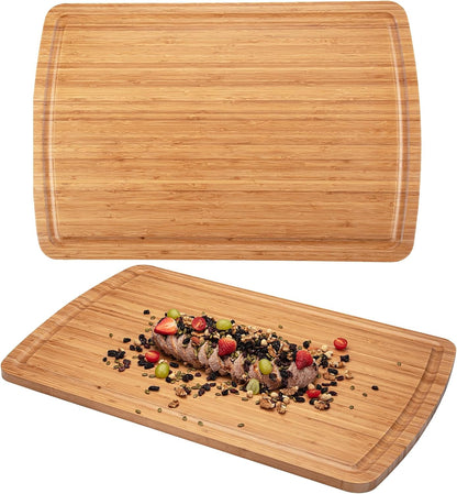 GAOMON 20 x 15 In Extra Large Acacia Wood Cutting Board, 1.5" Thick Kitchen Cutting Boards with Handle & Juice Groove, Butcher Block, Wooden Carving Board for Meat and Chopping Vegetables