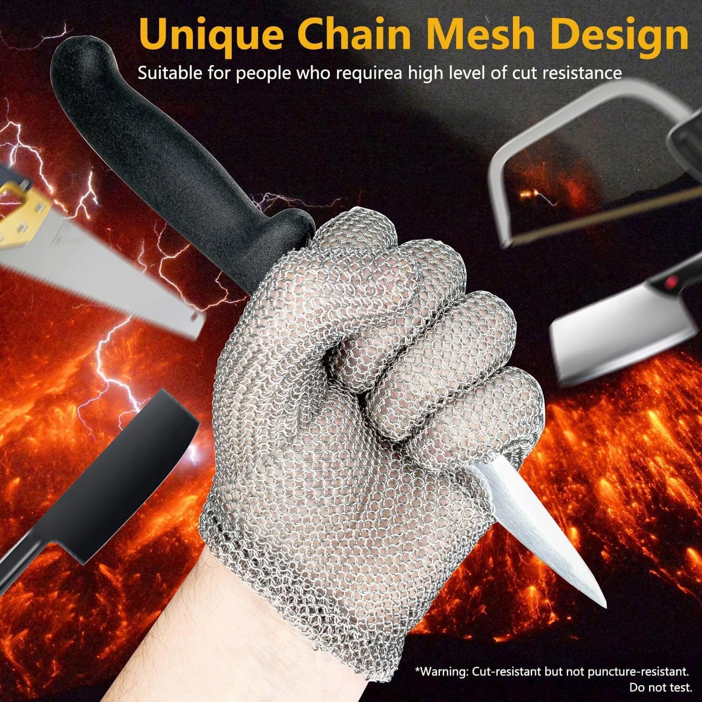 Cut Resistant Gloves, Mesh Chainmail Gloves for Cutting Food Grade for Kitchen Meat Cutting, Oyster Shucking