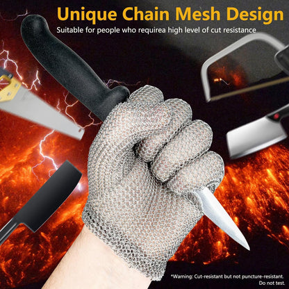 Cut Resistant Gloves, Mesh Chainmail Gloves for Cutting Food Grade for Kitchen Meat Cutting, Oyster Shucking