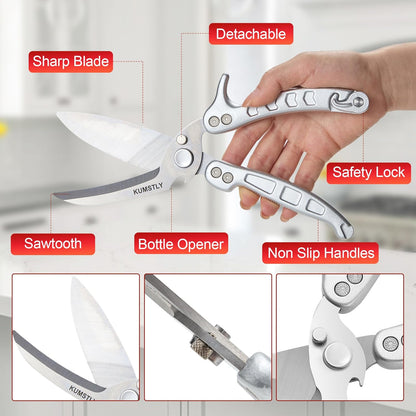 Kitchen Scissors All Purpose Kitchen Shears Heavy Duty for Cutting Chicken, Turkey, Meat, Bones, Vegetables Stainless Steel Spatchcock Shears Multipurpose Food Scissors