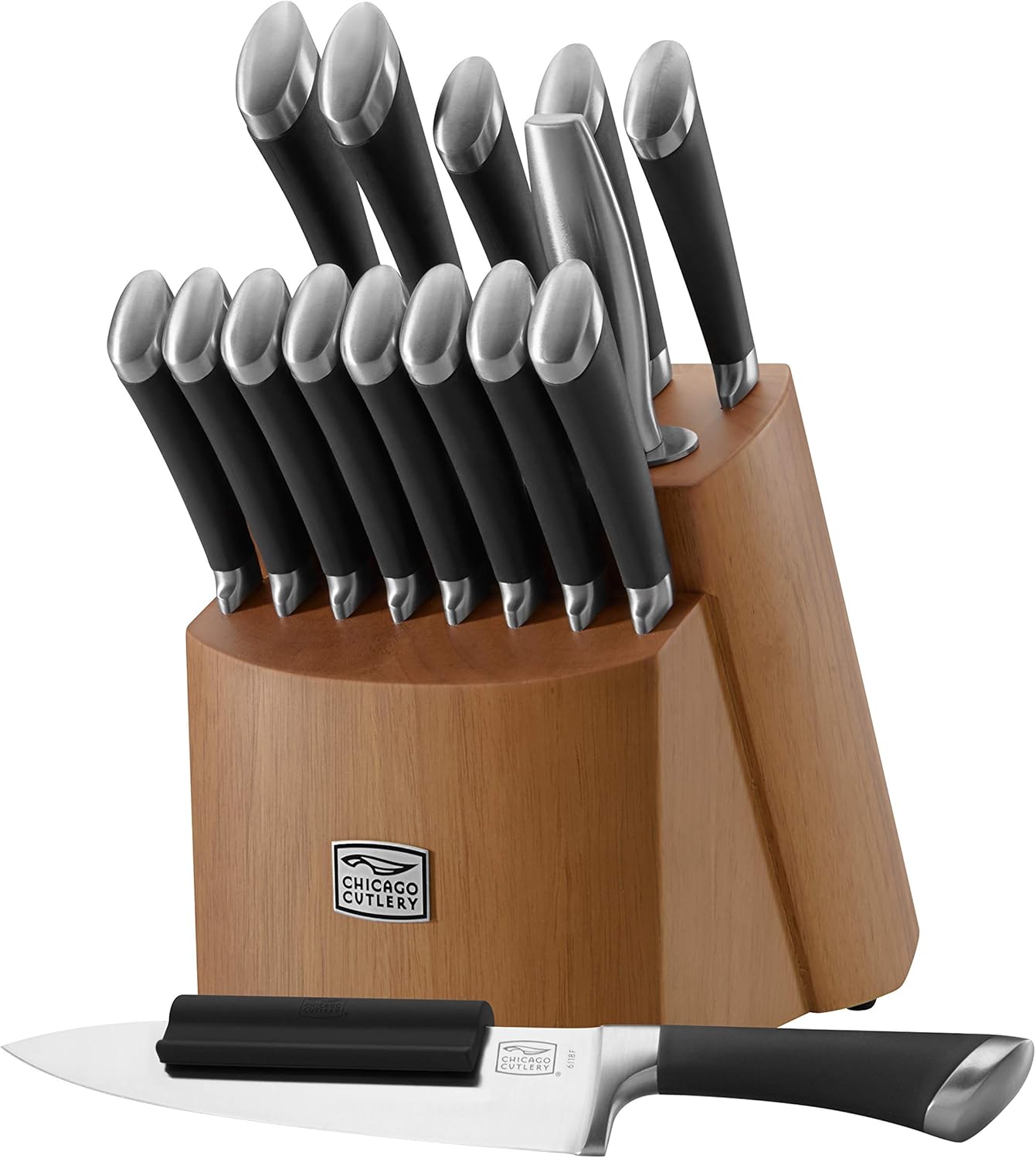 Chicago Cutlery Essentials (15-PC) Stainless Steel Kitchen Knife Block Set With Block, Sharp Stainless Steel Cutlerly Chef Knives Set & Scissors Shears