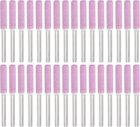 PATIKIL 32 Pcs Diamond Chainsaw Sharpener 7/32 Inch High Hardness Sharpening Stone Polishing Chainsaw Sharpening Kit Grinding File Tool for Chain Saw Stone Jewelry Wood, Pink(5mm)