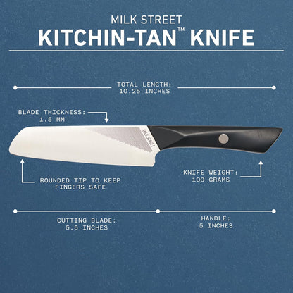 Milk Street Kitchin-tan Utility Knife, 5.5-Inch Japanese-Style Kitchen Knife – Razor-Sharp, Stay-Sharp Edge for Tomatoes, Bread & Veggies – Compact, Versatile, Comfortable Grip