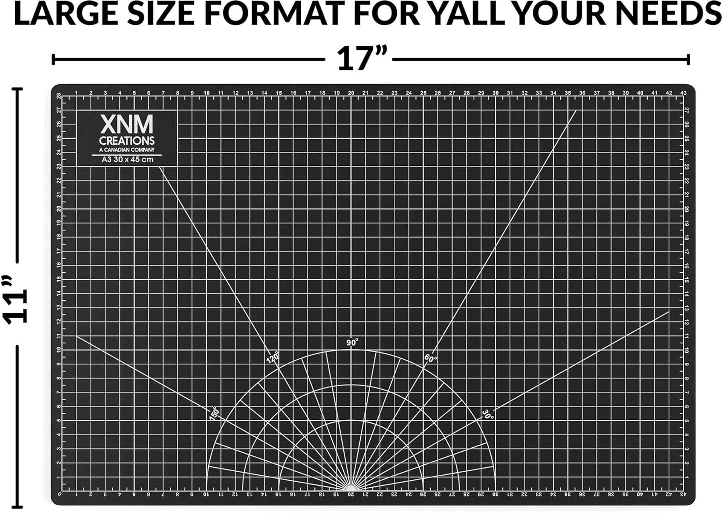 XNM Premium Self Healing Cutting Mat - 8 Inches by 11 inches - A4, 3 Layer Quality PVC Construction - Dual Sided, Imperial and Metric Grid Lines - Perfect for Cutting, Sewing, and Crafts
