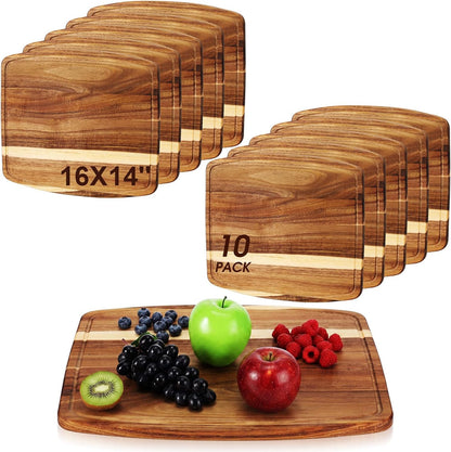 Kigley 10 Pcs Acacia Wood Cutting Boards Bulk for Laser Engraving Wooden Dinner Plates with Groove Chopping Charcuterie Board Carving Tray for Holiday Housewarming Party Gifts (8 x 10 Inch)