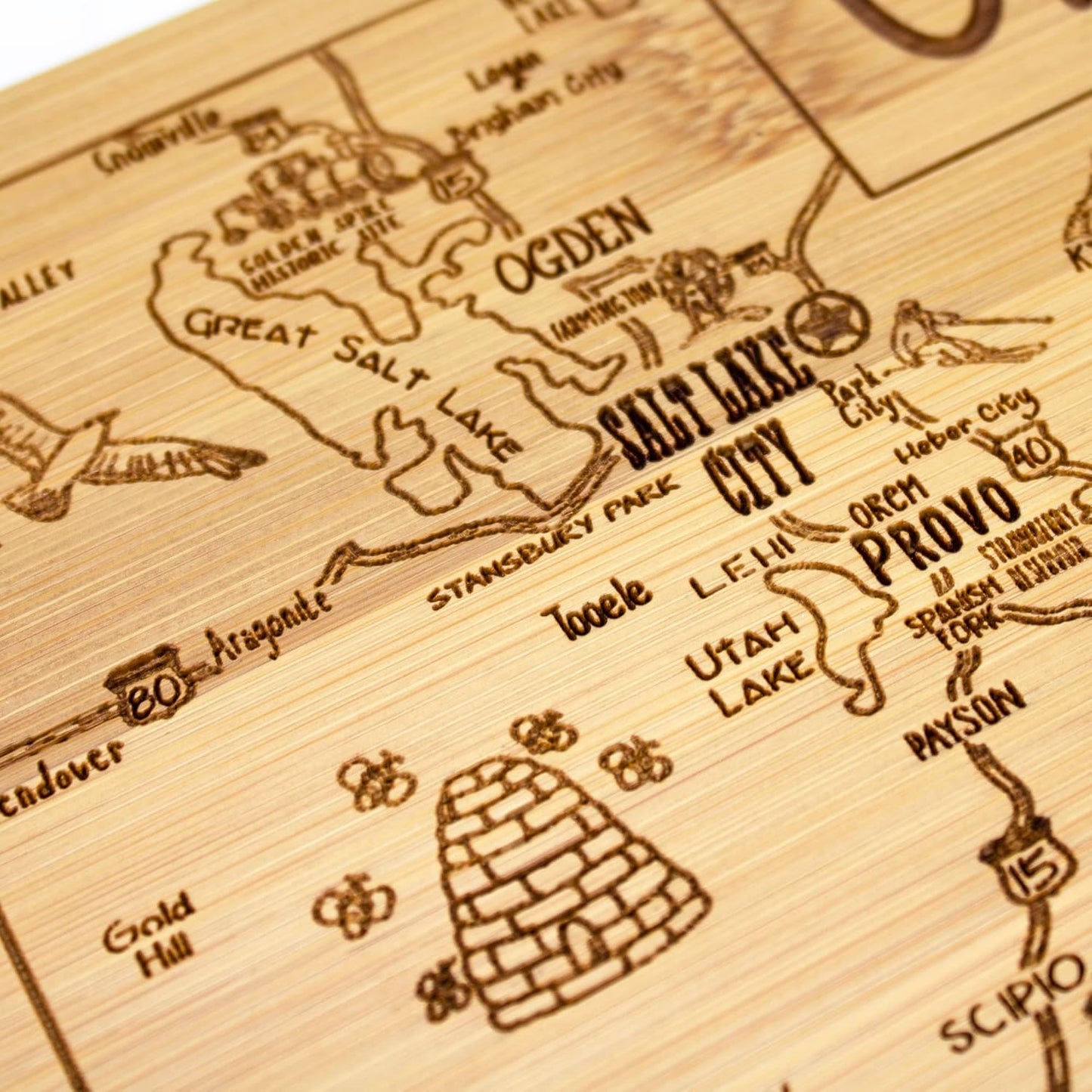 Totally Bamboo A Slice of Life New Jersey State Serving and Cutting Board, 11" x 8.75" - Colors A