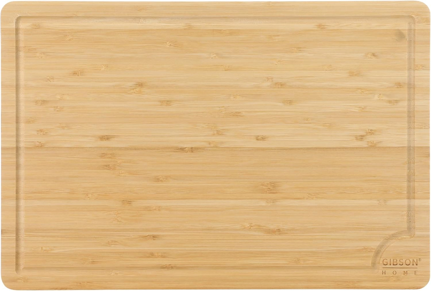 Gibson Home Forestview 18" x 12" Bamboo Cutting Board – Durable Large Kitchen Wooden Chopping Carving Board with Juice Groove, Oil Finished