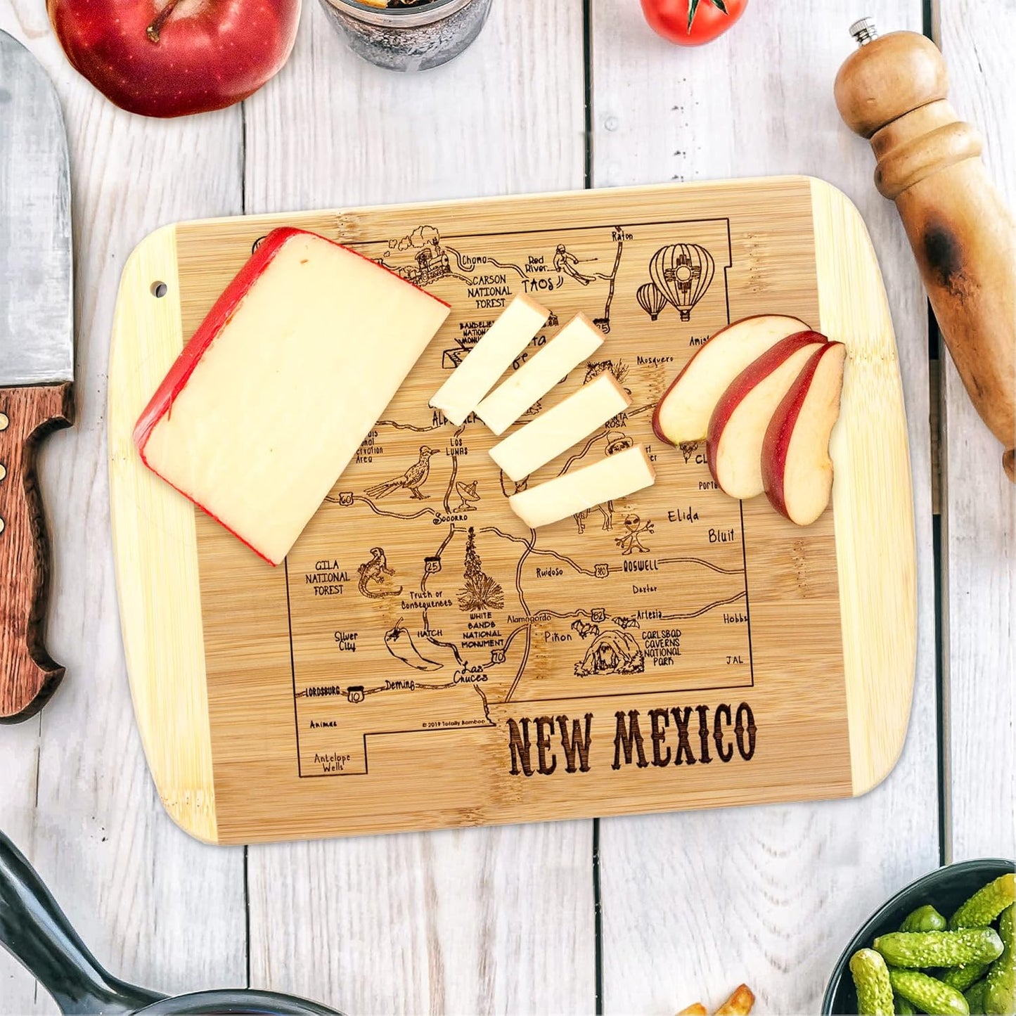 Totally Bamboo A Slice of Life New Jersey State Serving and Cutting Board, 11" x 8.75" - Colors A