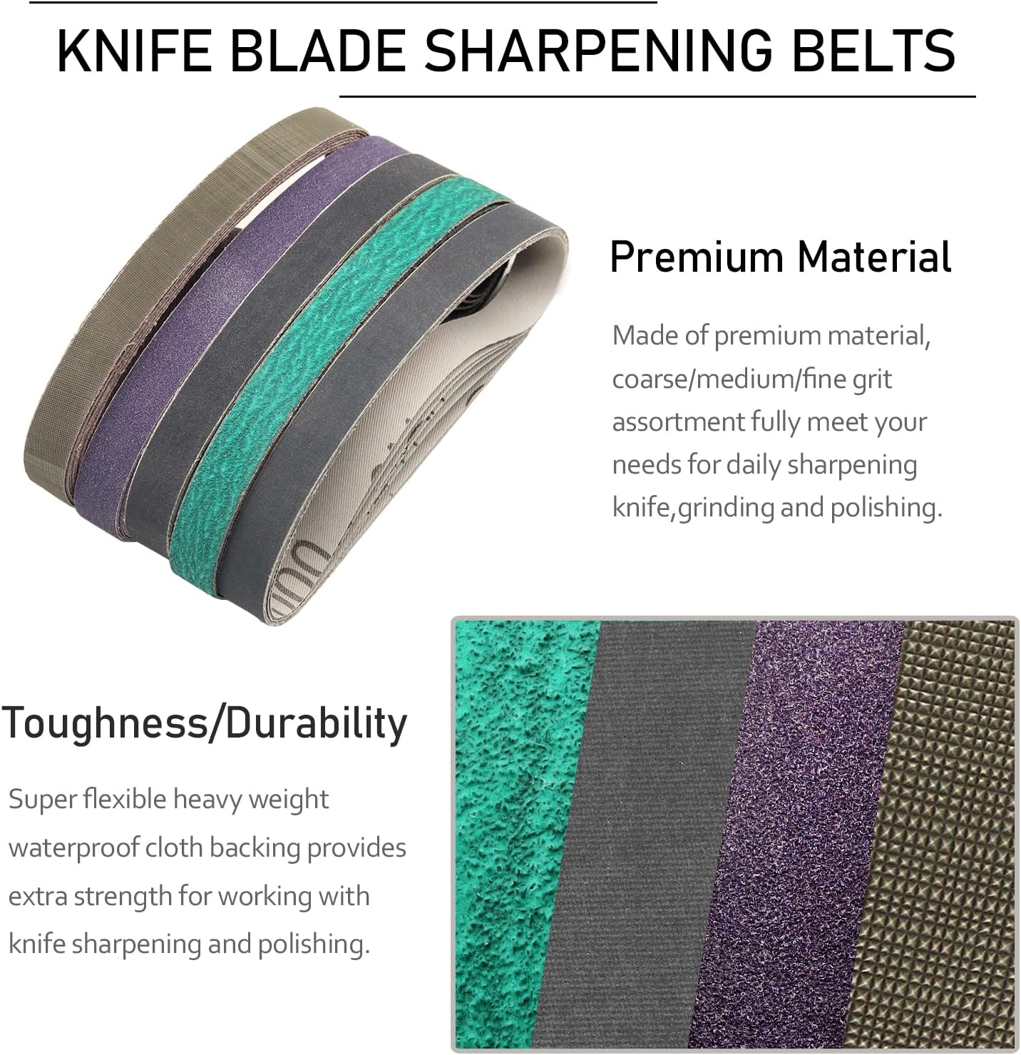 1 x 18 Inch Sanding Belts,Knife Sharpening Belt Kit Fits Work Sharp Blade Grinder Attachment of Ken Onion Edition Knife & Tool Sharpener,2 PCS Each of 120, 240, 400, 600,1000 2500 Grits,12-Pack