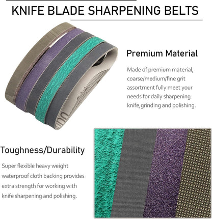 1 x 18 Inch Sanding Belts,Knife Sharpening Belt Kit Fits Work Sharp Blade Grinder Attachment of Ken Onion Edition Knife & Tool Sharpener,2 PCS Each of 120, 240, 400, 600,1000 2500 Grits,12-Pack