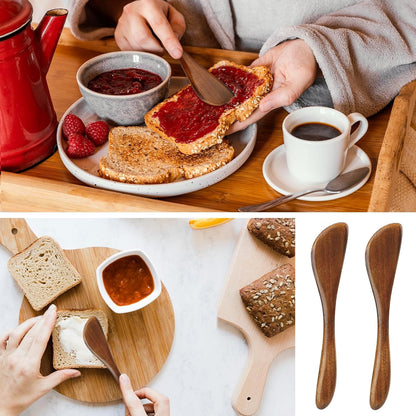 4Pcs Wooden Jam Spreader Knife Knives Jelly Cheese Butter Spreaders 6 Inch Condiment Knive Sandwich Mini Spatulas for Kitchen Stirring Mixing