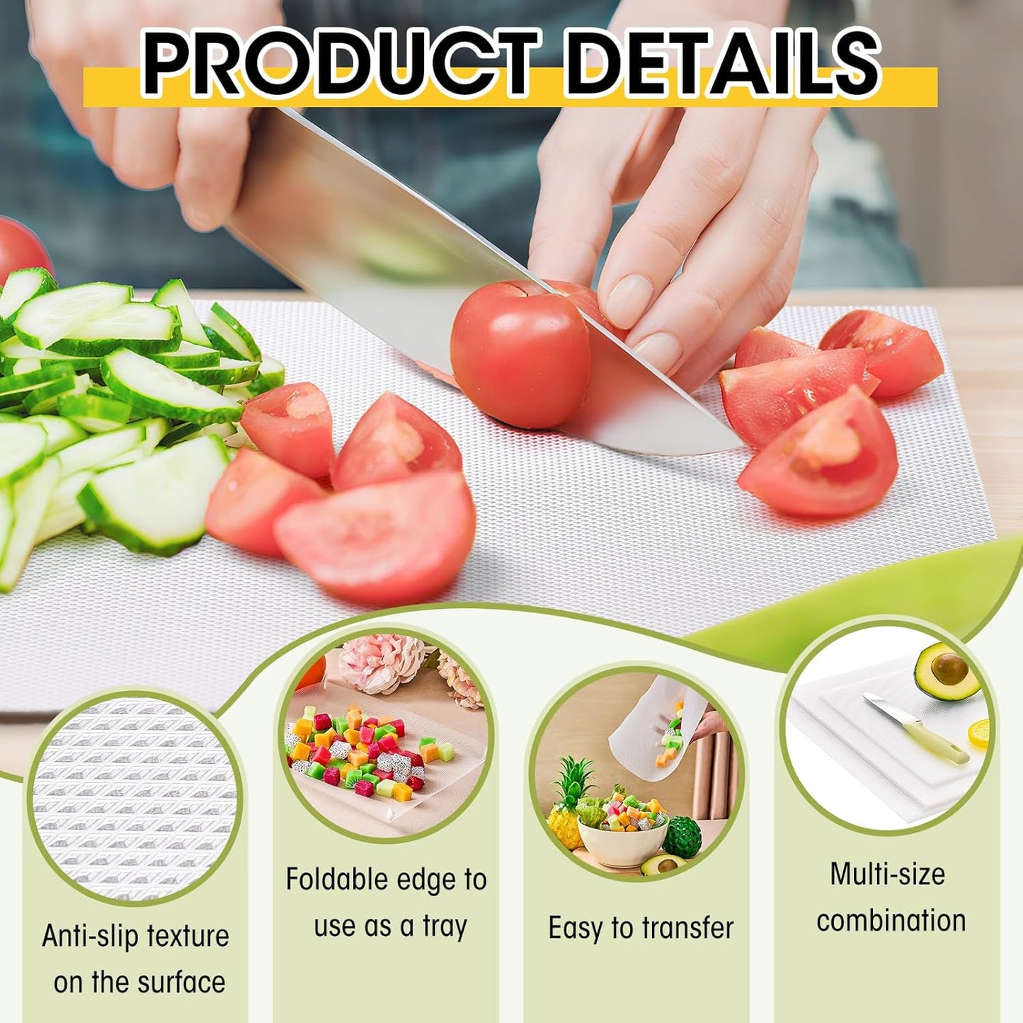 LemonRoad 30 Count Disposable Cutting Board Sheets Flexible Plastic Cutting Mats Portable Large Chopping Boards for Kitchen Cooking Traveling Camping BBQ 3 Size, 16.5 x 12 In, 15 x 12 In, 13 x 9.5 In
