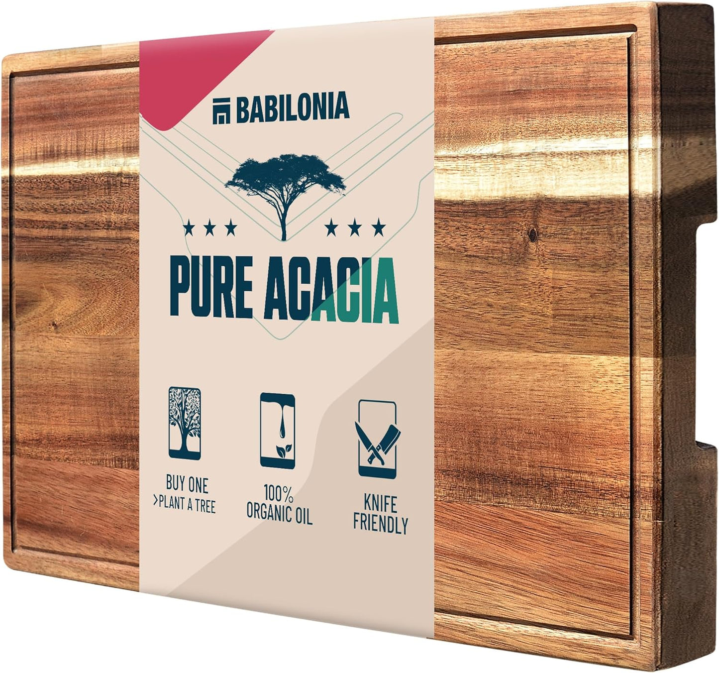 Acacia & Walnut Wood Cutting Board Set – Extra Thick Butcher Blocks for Meat, Cheese & Charcuterie – Heavy Duty Edge & End Grain Chopping Boards with Handles – Includes Oil Bottle & Plate