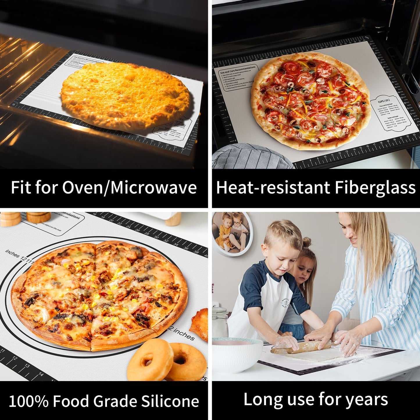 Silicone Baking Mat, Non Stick Pastry Mat Sheet for Dough Rolling, Nonslip Fondant/Pie Crust Mat, Counter Mat Oven Liner Mat for Making Cookies Macarons Bread Baking Supplies Extra Large 26 x 16 Inch