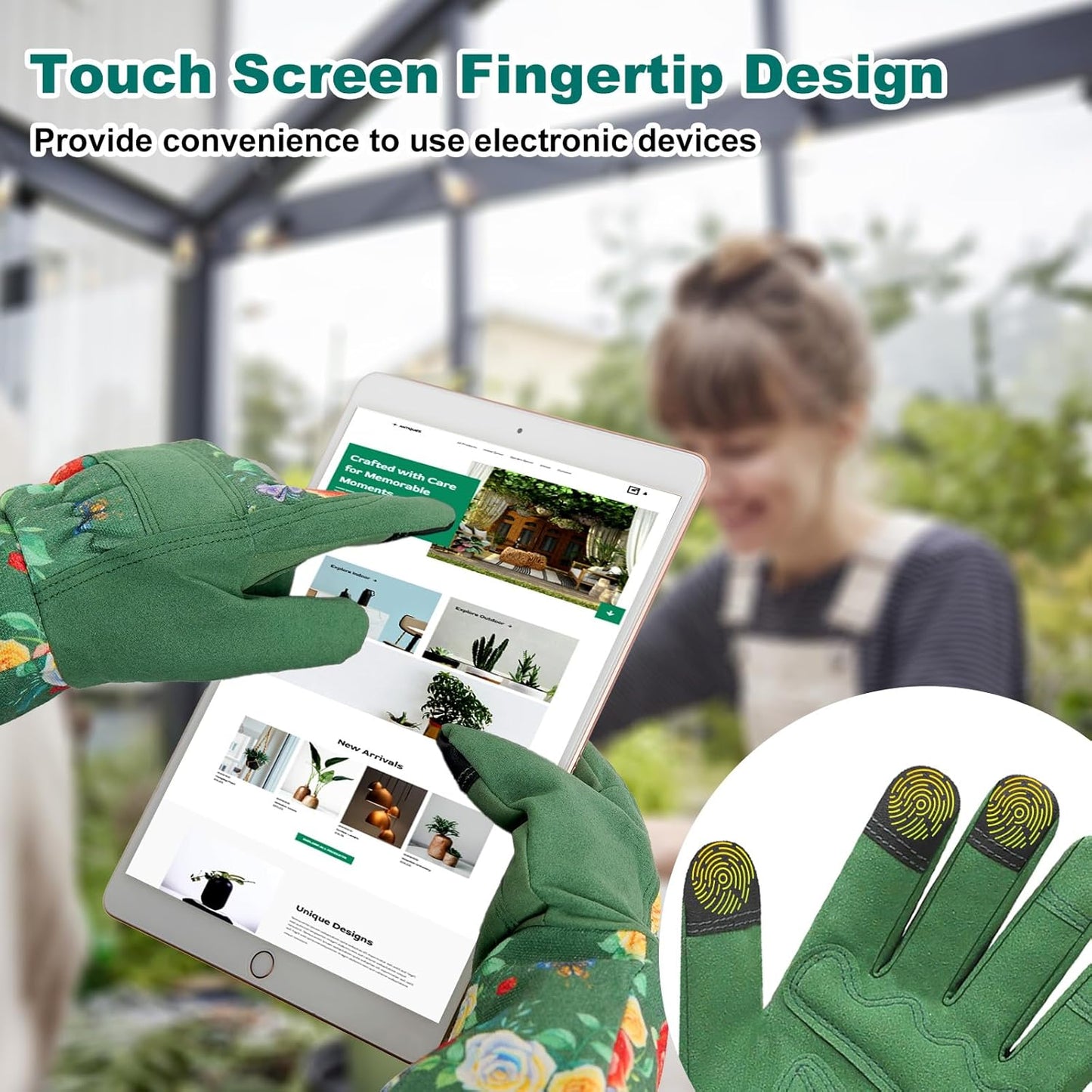 DLY Gardening Gloves for Women, Rose Gloves Gardening Thorn Proof, Long Garden Gloves for Women, Breathable Cowhide Leather Gauntlet (Medium, Blue)